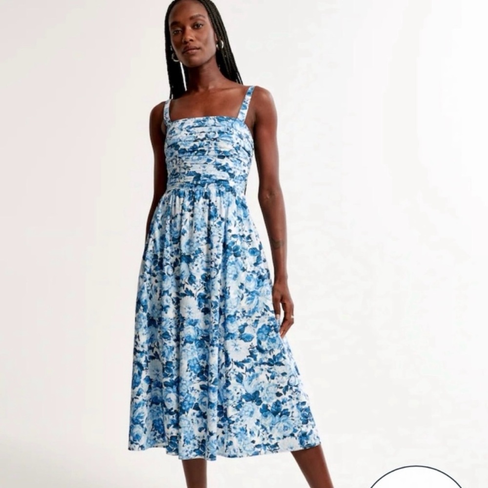 Abercrombie & Fitch Blue Floral Midi Dress